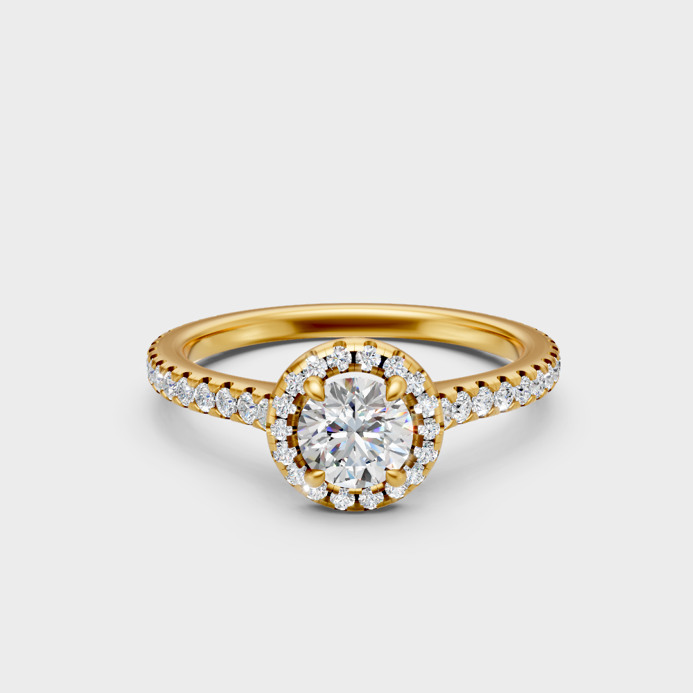Igi Gli Certified Round-Cut Lab-Grown Diamond Halo Ring In 18K Yellow Gold